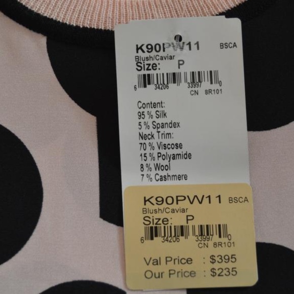 🆕🏷️  Rebecca  Blush/Caviar Polka Dot Print Stretch Retro Silk Blouse. Size 2-6 - Picture 2 of 12